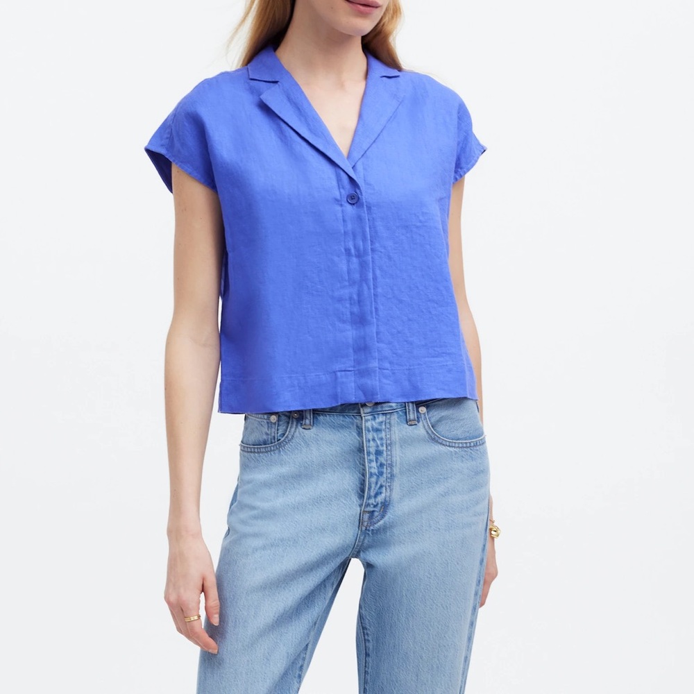 Madewell Boxy Cap-Sleeve Shirt in 100% Linen